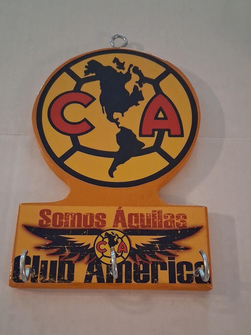 Club América Yellow & Red Wall Hook - Somos Águilas Home Accent